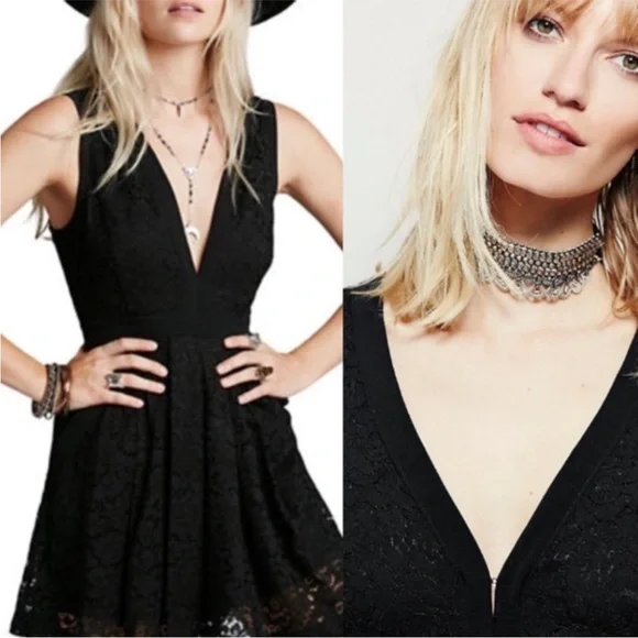 Free People Lovely in Love Romper Black - Picture 3 of 15